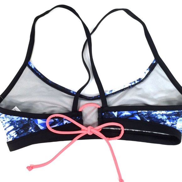 Champion Diamonds In The Rough Cross Back Swim Bra Top Size Large Blue Black - Picture 6 of 9